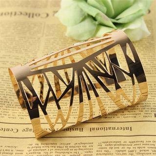 Cutout Alloy Open Bangle Gold - One Size