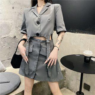 Short-sleeve Cut-out Mini Blazer Dress