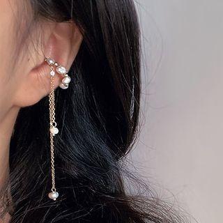 Freshwater Pearl Cuff Dangle Earring 1 Pc - White Pearl - Gold - One Size