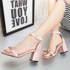Bow Ankle Strap Chunky Heel Sandals