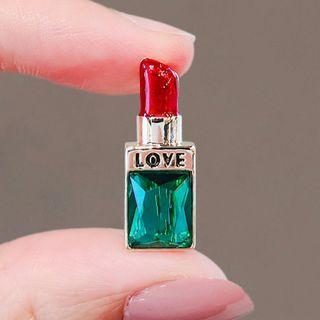 Lipstick Faux Crystal Alloy Brooch Ly2525 - Green & Red & Gold - One Size