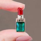 Lipstick Faux Crystal Alloy Brooch Ly2525 - Green & Red & Gold - One Size