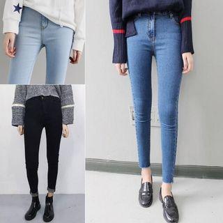 Silm-fit High-waist Elastic Cropped Jeans