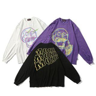 Graffiti Lettering Round Neck Pullover