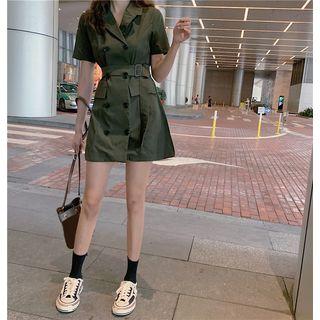 Double-breasted Mini Shirtdress With Belt