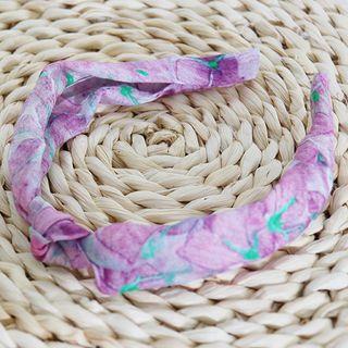 Knot Floral Print Headband Light Purple - One Size