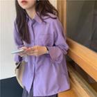 Plain Oversize Shirt Violet - One Size