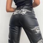 High Waist Graphic Faux Leather Bootcut Pants