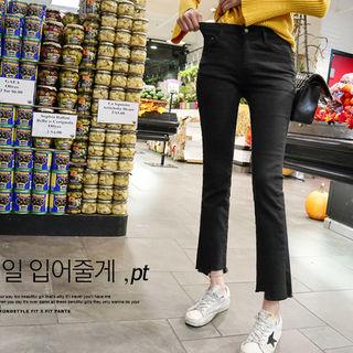 Cutout-hem Semi Boot-cut Pants