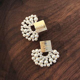 Faux Pearl Fan Shape Earring As Shown In Figure - One Size