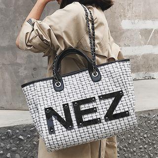 Lettering Tweed Tote Bag