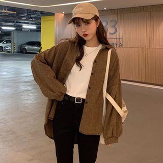 Lantern-sleeve Woolen Button Jacket