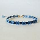 Floral Embroidered Choker Blue - One Size