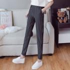 High-waist Pinstriped Cropped Tapered Pants