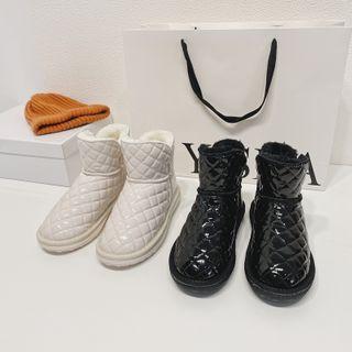 Quilted Fleece-lined Short Snow Boots