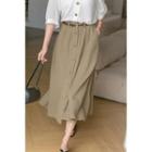 High-waist Breasted A-line Semi Skirt