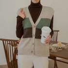 Color-block Woolen Knit Vest