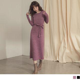 Melange Striped Long Sleeve Dress