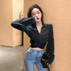 Cropped Blouse Black - One Size