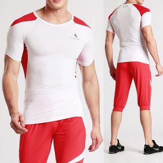 Set: Colour Block Quick Dry Short-sleeve Top + Shorts