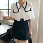 Set: Piped One-button Crop Jacket + Cami Top