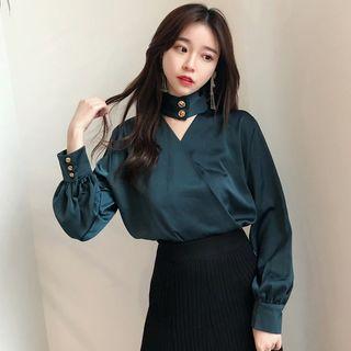 Choker-neck Blouse As Shown In Figure - One Size