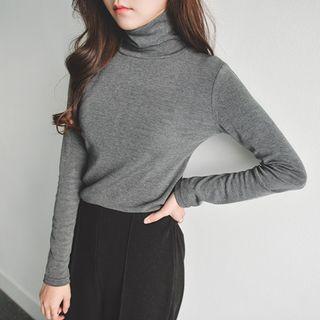 Turtle-neck Brushed-fleece Lined Pullover