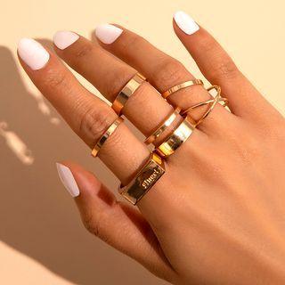Set Of 6: Alloy Ring
