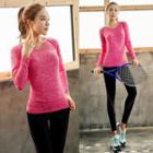 Set: Long-sleeve Sport T-shirt + Striped Yoga Pants