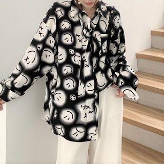 Smiley Print Shirt Black - One Size