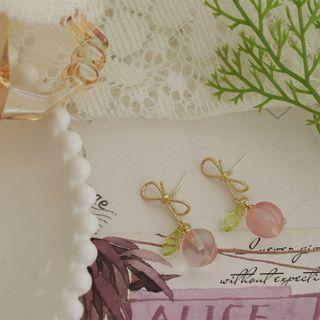Peach Earring 1 Pair - Gold & Transparent Pink - One Size