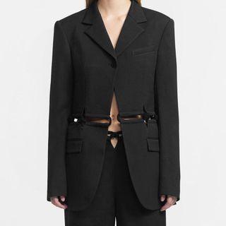 Knotted Cutout One-button Blazer