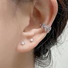 Leaf Alloy Cuff Earring 1pc - Silver - One Size