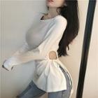 Drawstring-waist Long-sleeved T-shirt