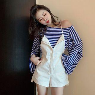 Striped Long-sleeve Top / Strappy Shorts