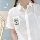 Short-sleeve Badge Embroidered Shirt