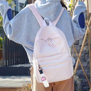 Dual Front Zippers Canvas Backpack