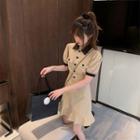 Short-sleeve Collar Mini Mermaid Dress