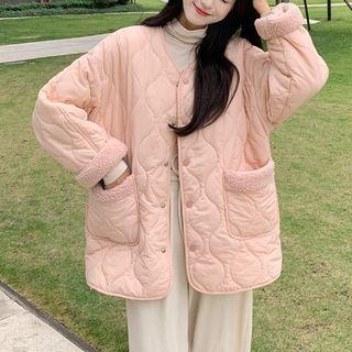 Fleece-panel Quilter Loose Jacket