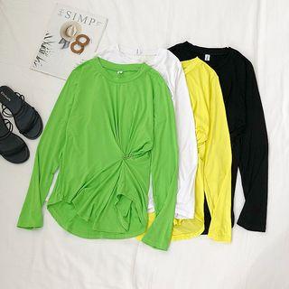 Twisted Front Asymmetric Long-sleeve Top