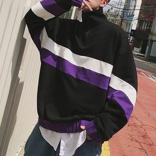 Turtleneck Colored Panel Sweatshirt