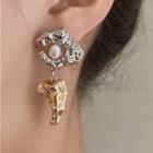Freshwater Pearl Alloy Dangle Earring 1 Pair - Gold & Silver - One Size
