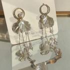 Faux Pearl Dangle Earring 1 Pair - Silver Needle Earring - Gold & White - One Size