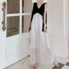 V-neck Dot Panel Dress As Shown In Figure - One Size