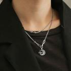 925 Sterling Silver Moon Necklace Silver - One Size