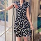 Floral Print Mini Short-sleeve A-line Dress