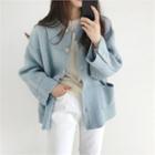 Collared Button-sleeve Cardigan