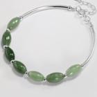 925 Sterling Silver Gemstone Bangle 1 Piece - Bracelet - Emerald - One Size