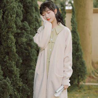 Long-sleeve Knit Cardigan Almond - One Size