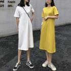 Plain Short-sleeve T-shirt / Midi T-shirt Dress